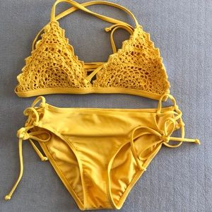 Mustard yellow crochet bikini